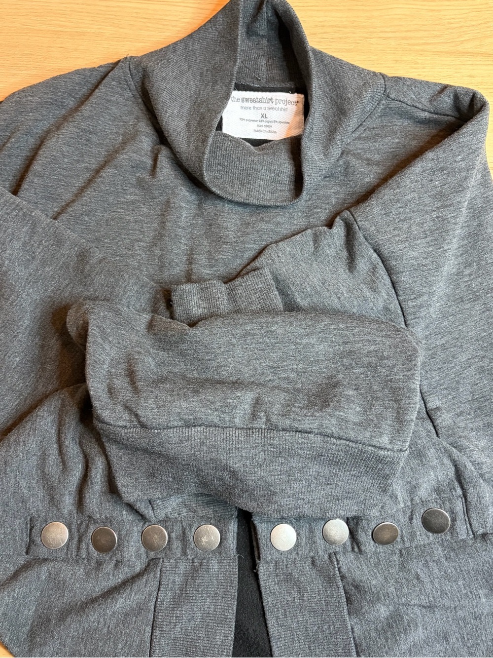The Sweatshirt Project by French Laundry Gray Snap-Side Pullover Sweater XL